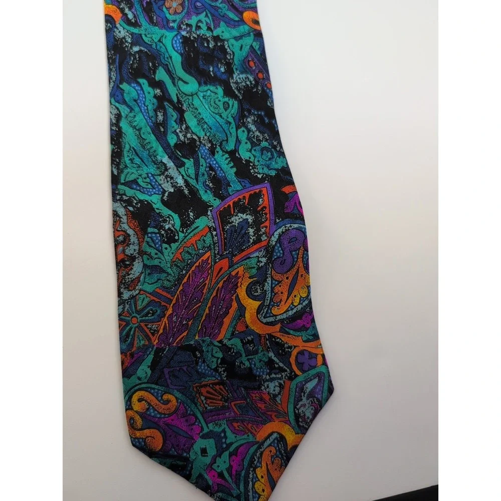BRIONI Necktie Made in ITALY 100%‎ Silk ~ Blue,Purple Black,Orange About 56
